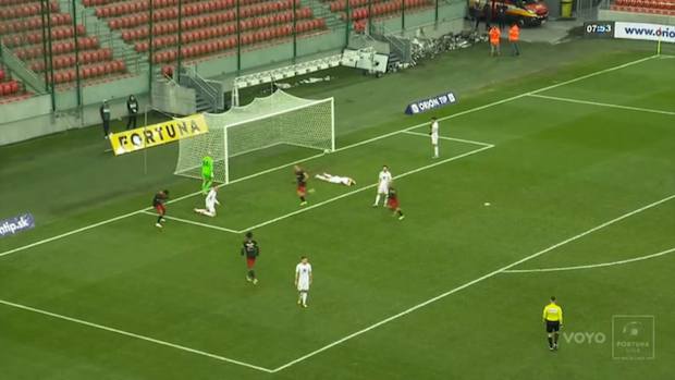 Tomas Hucko scores an unlucky own goal in Slovak Fortuna League